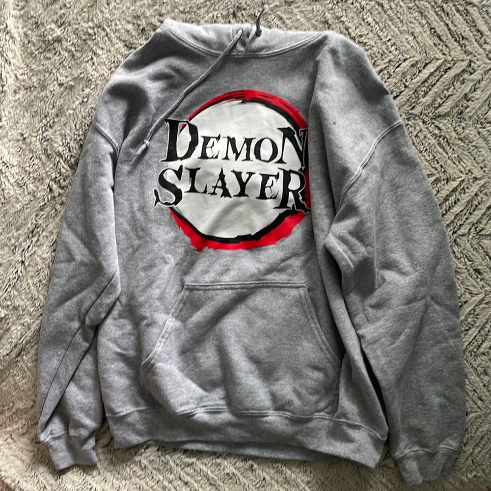 Mens grey demon slayer hoodie